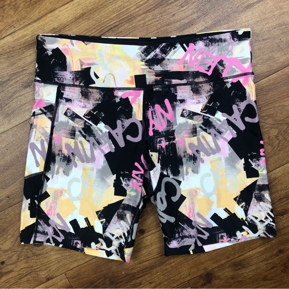 Calvin Klein Multicolor Graffiti Print Bike Shorts Workout - Picture 1 of 7
